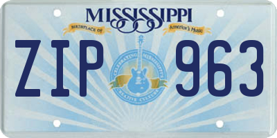 MS license plate ZIP963