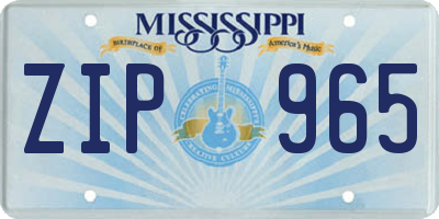 MS license plate ZIP965