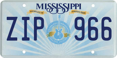 MS license plate ZIP966