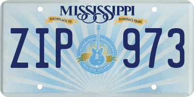 MS license plate ZIP973