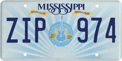 MS license plate ZIP974
