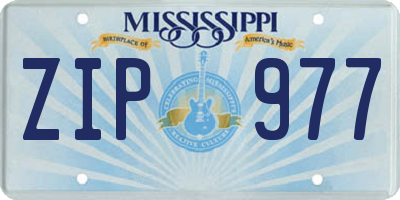 MS license plate ZIP977