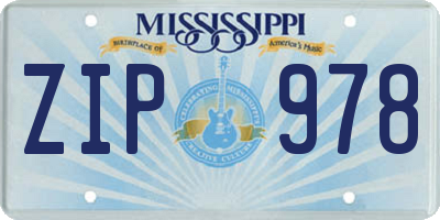 MS license plate ZIP978