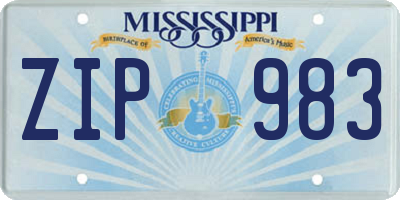 MS license plate ZIP983