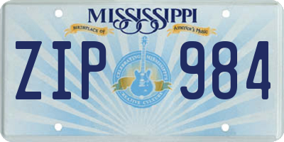 MS license plate ZIP984