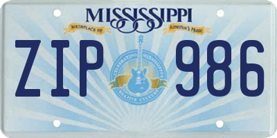 MS license plate ZIP986
