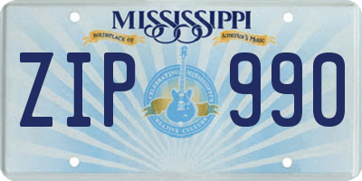 MS license plate ZIP990