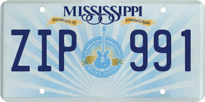 MS license plate ZIP991