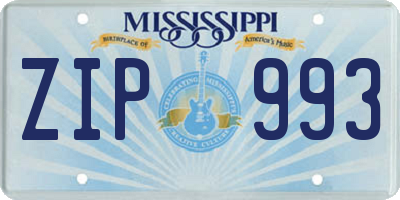 MS license plate ZIP993
