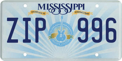 MS license plate ZIP996
