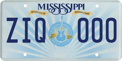 MS license plate ZIQ000