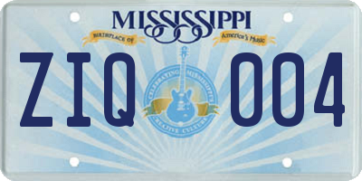 MS license plate ZIQ004