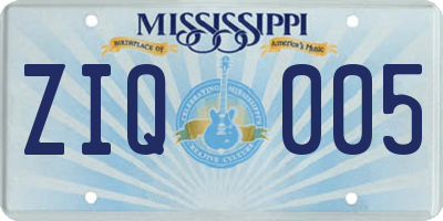 MS license plate ZIQ005