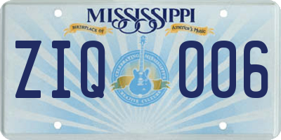 MS license plate ZIQ006