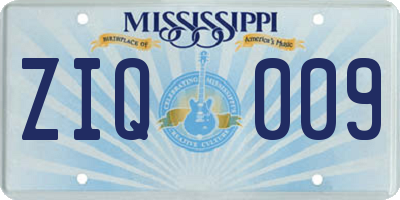 MS license plate ZIQ009