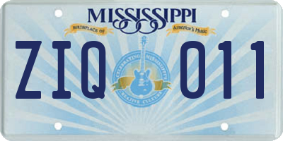 MS license plate ZIQ011