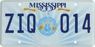 MS license plate ZIQ014