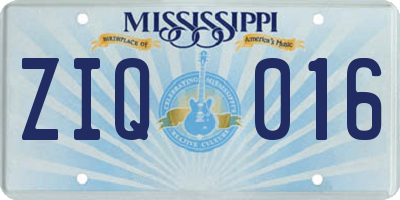 MS license plate ZIQ016