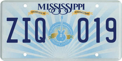 MS license plate ZIQ019