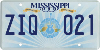 MS license plate ZIQ021