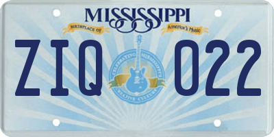 MS license plate ZIQ022