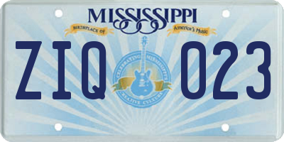 MS license plate ZIQ023