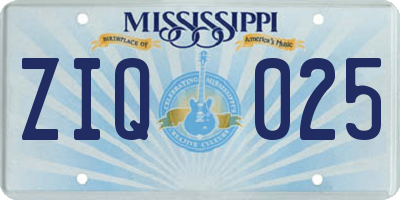 MS license plate ZIQ025
