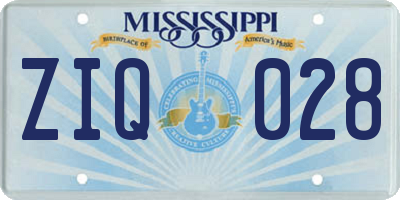 MS license plate ZIQ028