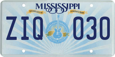 MS license plate ZIQ030