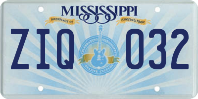 MS license plate ZIQ032