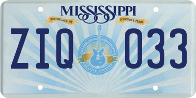 MS license plate ZIQ033