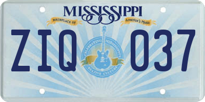 MS license plate ZIQ037