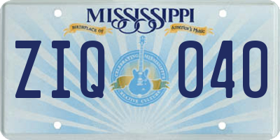 MS license plate ZIQ040