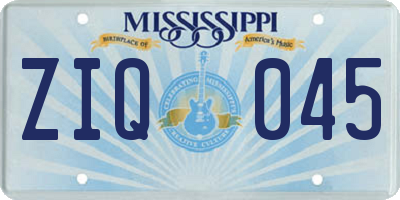 MS license plate ZIQ045