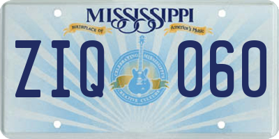 MS license plate ZIQ060