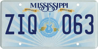 MS license plate ZIQ063