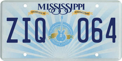 MS license plate ZIQ064