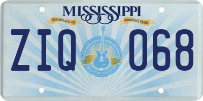 MS license plate ZIQ068