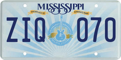 MS license plate ZIQ070