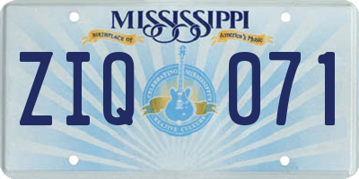 MS license plate ZIQ071