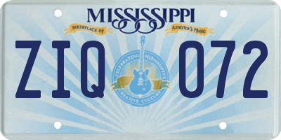 MS license plate ZIQ072