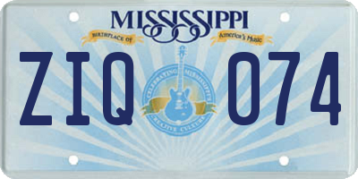 MS license plate ZIQ074