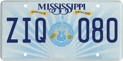 MS license plate ZIQ080