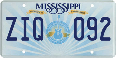 MS license plate ZIQ092
