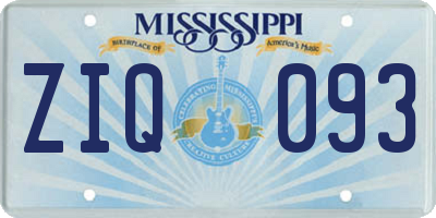 MS license plate ZIQ093