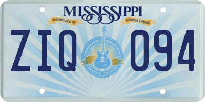 MS license plate ZIQ094