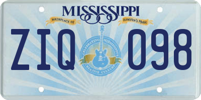 MS license plate ZIQ098