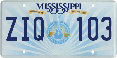 MS license plate ZIQ103