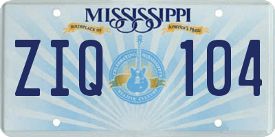 MS license plate ZIQ104