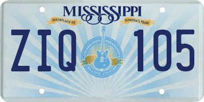 MS license plate ZIQ105